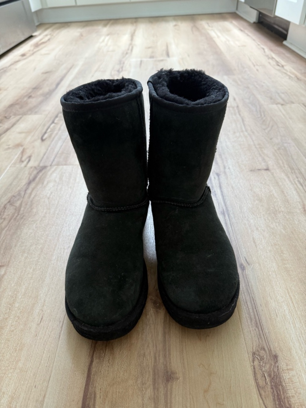 UGG, Classic Black Suede Shearling Winter Boots